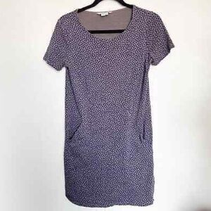 Boden Dandelion Short Sleeve Pocket Dress in Gray and Purple Size Size 8 Long
